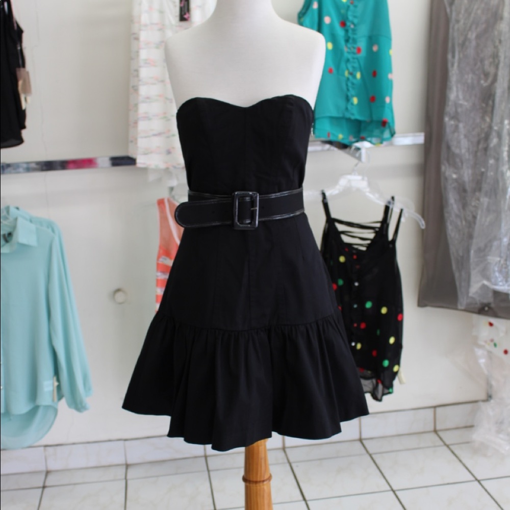 Express Black Strapless Fit &Flare Cocktail Dress - Picture 1 of 5